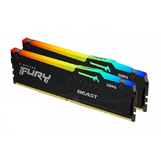 【Kingston 金士頓】FURY Beast RGB DDR5 5600 32GB PC 記憶體 黑 KF556C36BBEAK2-32 *超頻(16GB x2)