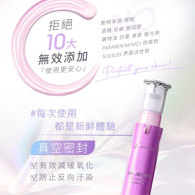 【Jealousness 婕洛妮絲】momo獨家▼鳶尾花A醇防曬素顏霜SPF50+★★★30mlx3(紫色防曬霜)（防曬潤色）