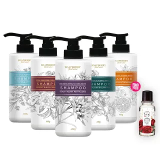 【古寶無患子】4入任選 純露系列洗髮精480g(西西里檸檬/大馬士革玫瑰/苦橙/薄荷/雪絨花新品上市)