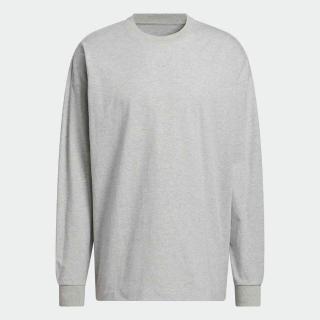 【adidas 愛迪達】Ls Tee 男女 長袖上衣 休閒長袖 麻灰 純棉(JZ9529)