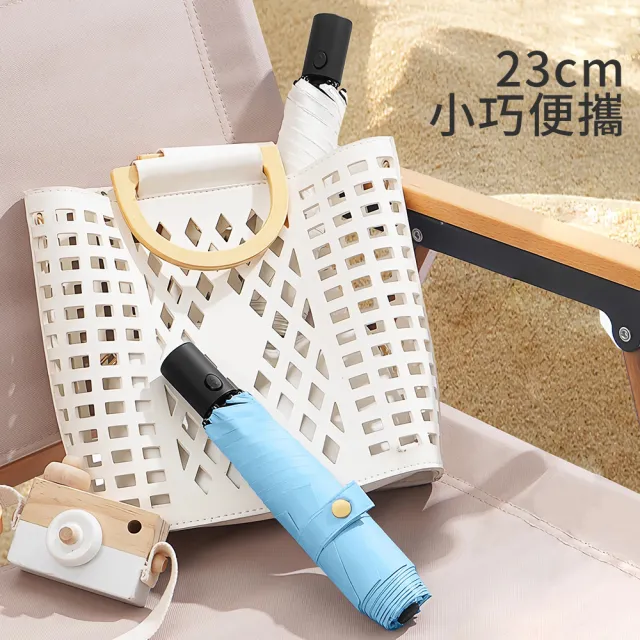 Luxing 2入 198g輕壓好收傘 極輕省力安全自動傘 UPF50+黑膠全波段防曬遮陽傘 折疊晴雨傘輕量迷你傘