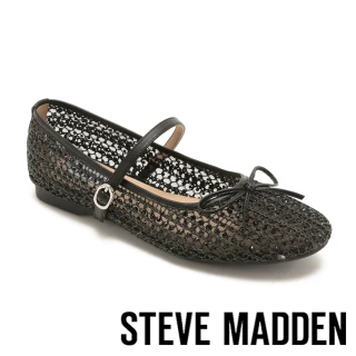 【steve madden】閃鑽透膚平底瑪莉珍鞋 TWROSE(黑色)