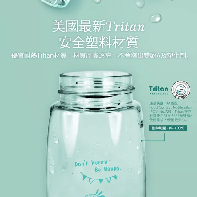 【GREEN BELL 綠貝】Tritan極簡塗鴉水壺360ml3入組(寬口 提把 耐用 款式任選 不含BPA)