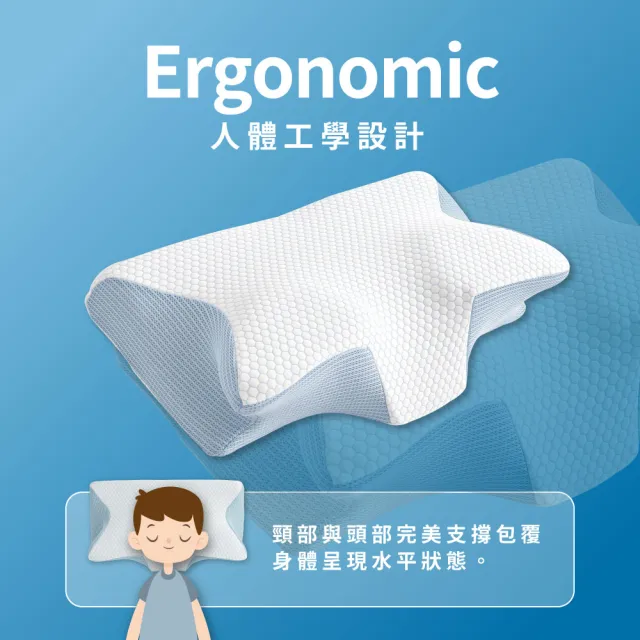 【寢室安居】超涼感COOL釋壓肩頸記憶枕 蝶形枕(枕頭/透氣枕/涼感枕頭/護頸枕/人體工學枕)