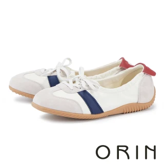 【ORIN】甜美芭蕾風萊卡拼接牛皮休閒鞋 米色