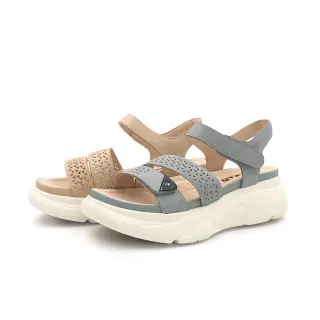 【DK 高博士】真皮雕花透氣厚底涼鞋 75-5413 共兩色 卡其 灰色