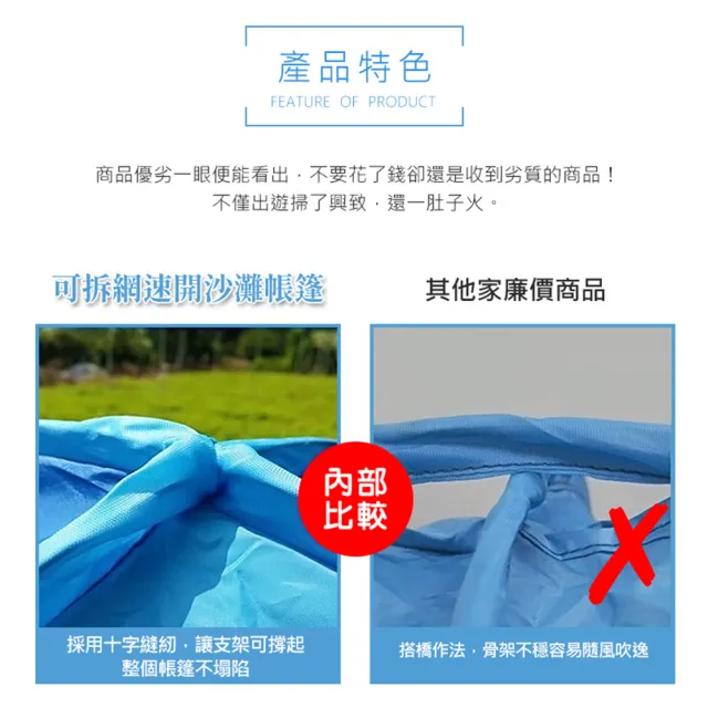 【外出趣】素色無窗款 秒開帳篷 附地釘 收納袋(快速帳篷 自動帳篷 遮陽帳篷 野餐帳篷 沙灘帳篷)