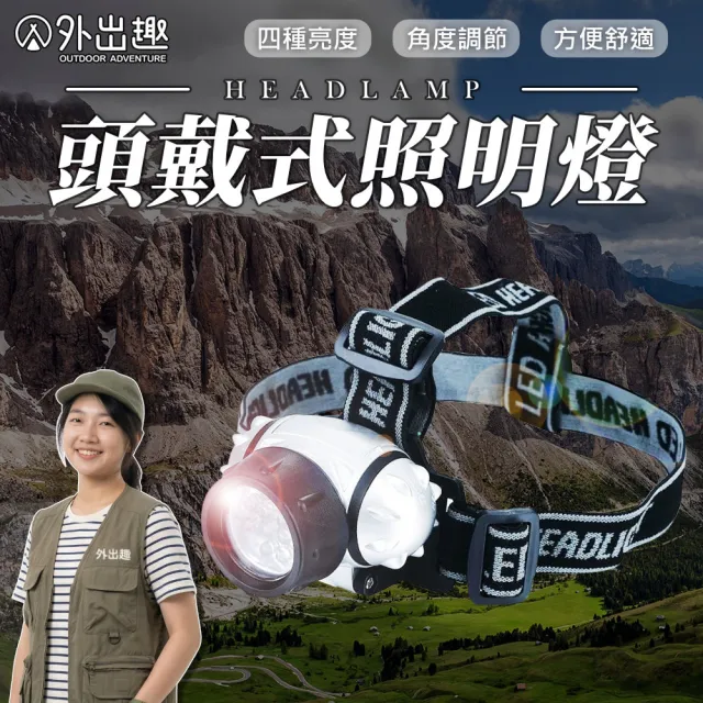 【外出趣】LED頭戴式探照燈(照明燈 探照燈 頭燈 露營燈 登山燈)