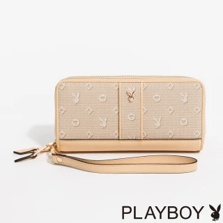 【PLAYBOY】PLAYBOY - 雙拉鍊長夾  Bunny Love系列 - 卡其色