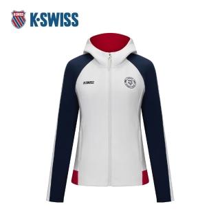 【K-SWISS】連帽針織外套 Knit Hoodie Jacket 休閒 女外套 白色 1913275-115