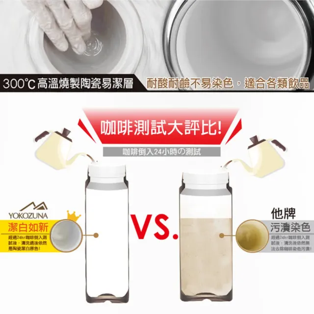 【GREEN BELL 綠貝】316不鏽鋼手提陶瓷保溫杯750ml2入組(陶瓷內膽 易潔層 保溫瓶 保冷 保冰 SGS)