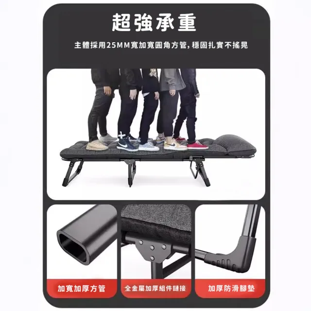【小不記】床墊一體午休躺椅 露營躺椅 折疊床(折疊床 行軍床 辦公躺椅 陪護床 摺疊床 躺床 躺椅)