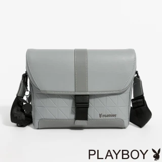【PLAYBOY】PLAYBOY - 翻蓋斜背包  Future Grey系列 - 灰色