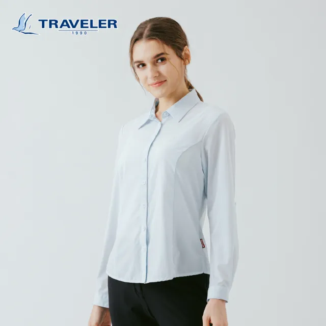 【TRAVELER 旅行者】女款涼感彈性吸排抗UV可捲收長袖襯衫｜261TR724