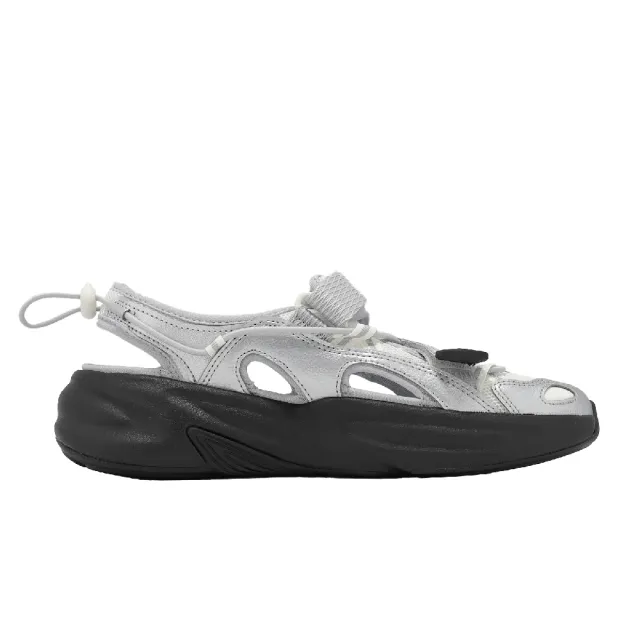 【adidas 愛迪達】涼鞋 Ozwave Sandal 女鞋 白 銀 魔鬼氈 瑪莉珍風厚底 KJ5964