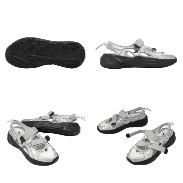 【adidas 愛迪達】涼鞋 Ozwave Sandal 女鞋 白 銀 魔鬼氈 瑪莉珍風厚底 KJ5964