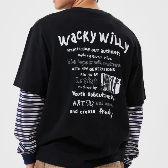 【Wacky WiLLY】立體字母短袖T恤 (UNI短袖上衣 黑/白色)