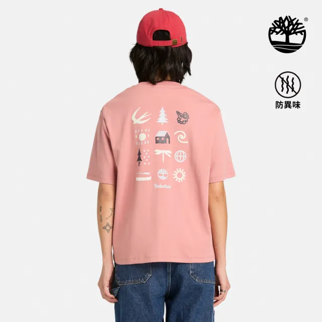 【Timberland】女款粉色寬版圖案短袖T恤(A43XQR85)