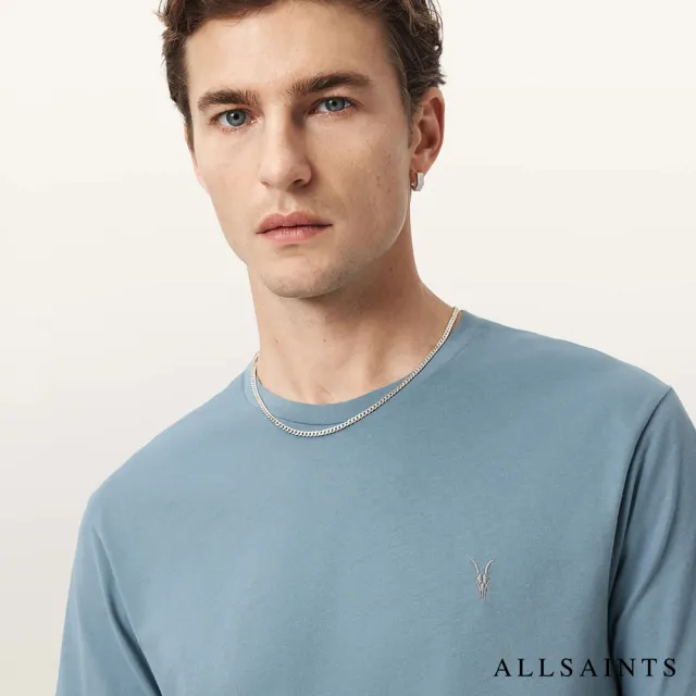 【ALLSAINTS】BRACE 純棉柔軟厚實公羊頭骨短袖T恤-藍 M030JB(修身版型)