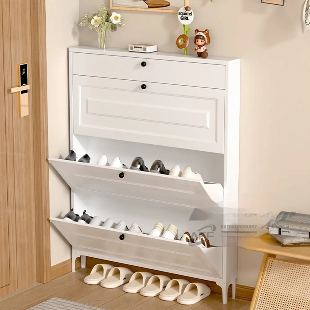 【匠藝家居】免安裝碳鋼超薄鞋櫃 四層90*12*149公分 一體式大容量(鞋櫃 鞋架 防塵鞋櫃 玄關鞋櫃 預購15天)