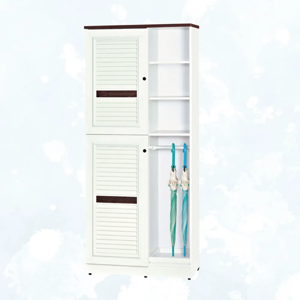 【文創集】南亞塑鋼  華格斯2.7尺雙開門半開放百葉系列高鞋櫃(6色可選+搭配現代亮面黑圓釦形把手)