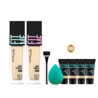 【MAYBELLINE 媚比琳】FIT ME 反孔特霧/水光粉底液全新升級PRO版30ml 2入組