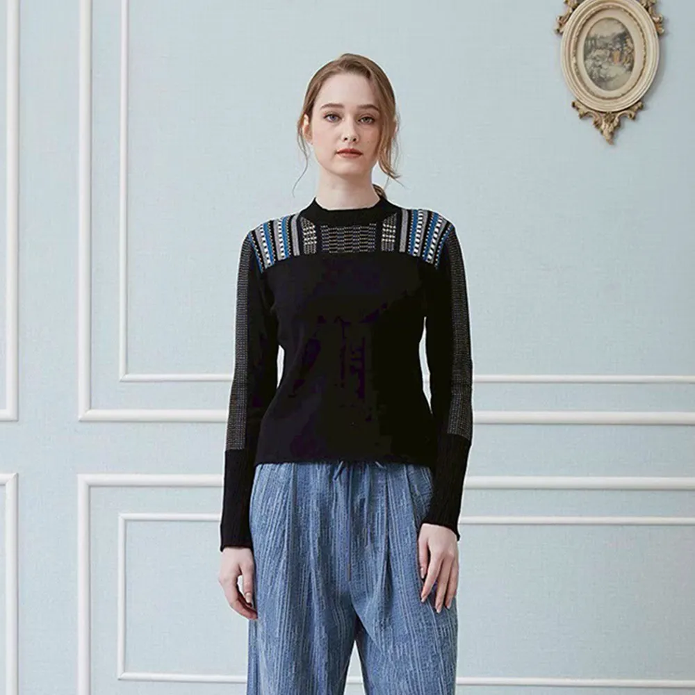 【ICHE 衣哲】Cop.Copine 法國拼色透膚針織造型上衣