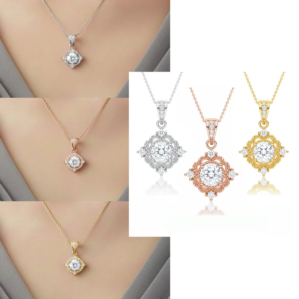 【Luster】38女王!培育鑽石 50分 D/VS 鏤空 純銀 鑽石項鍊-任選(DVS培育鑽石純銀項鍊送禮選)