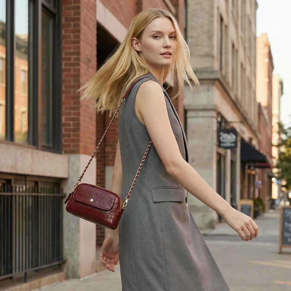 【M2nd】珍稀鱷魚腹皮方便斜揹包(Y75D)