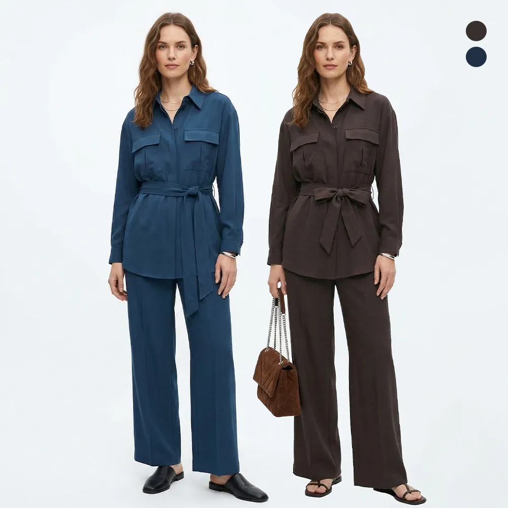 【MON’S】香格麻貼袋兩件式套裝(直)