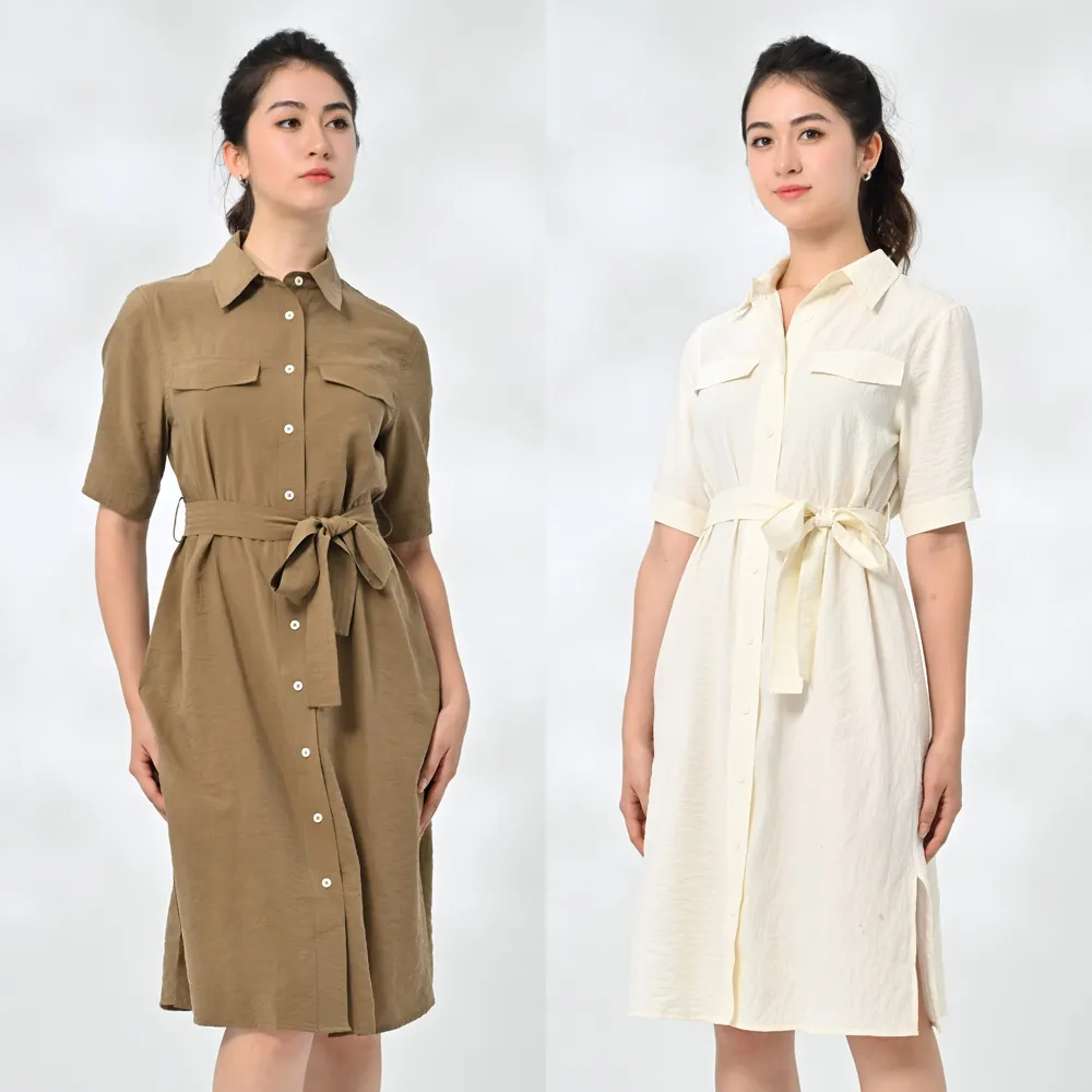 【御絹坊】質感簡約綁帶蠶絲洋裝