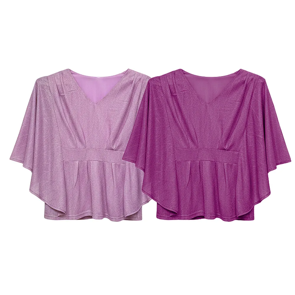 【MON’S】樹枝紋荷葉袖造型上衣(直)