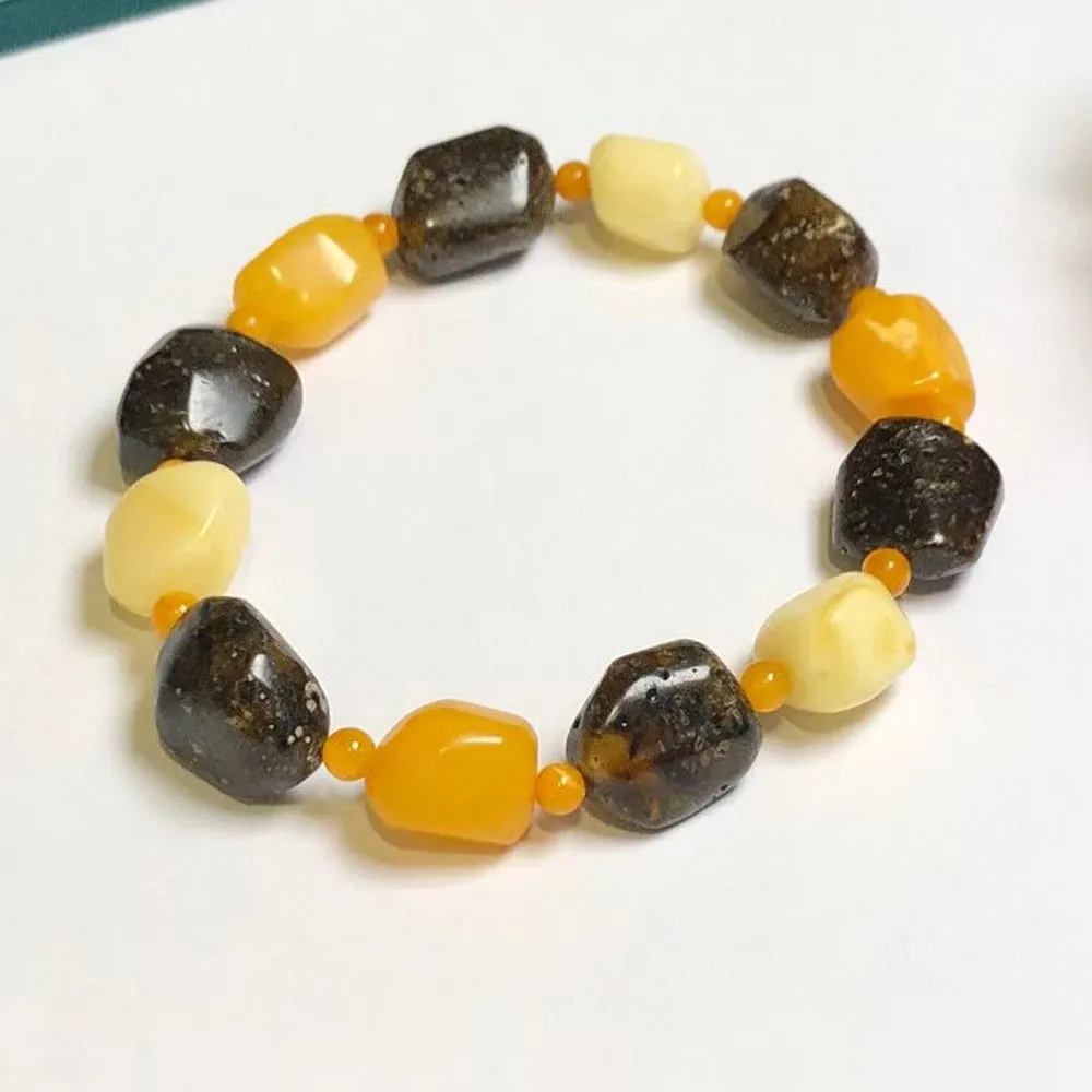 【勝弘珠寶】波羅的海白花蜜蠟藥珀隨形手串