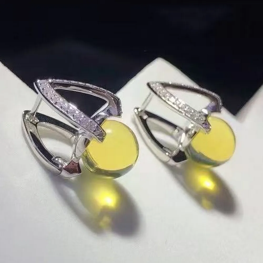 【勝弘珠寶】多明尼加藍珀獨特時尚耳環(藍珀耳環)