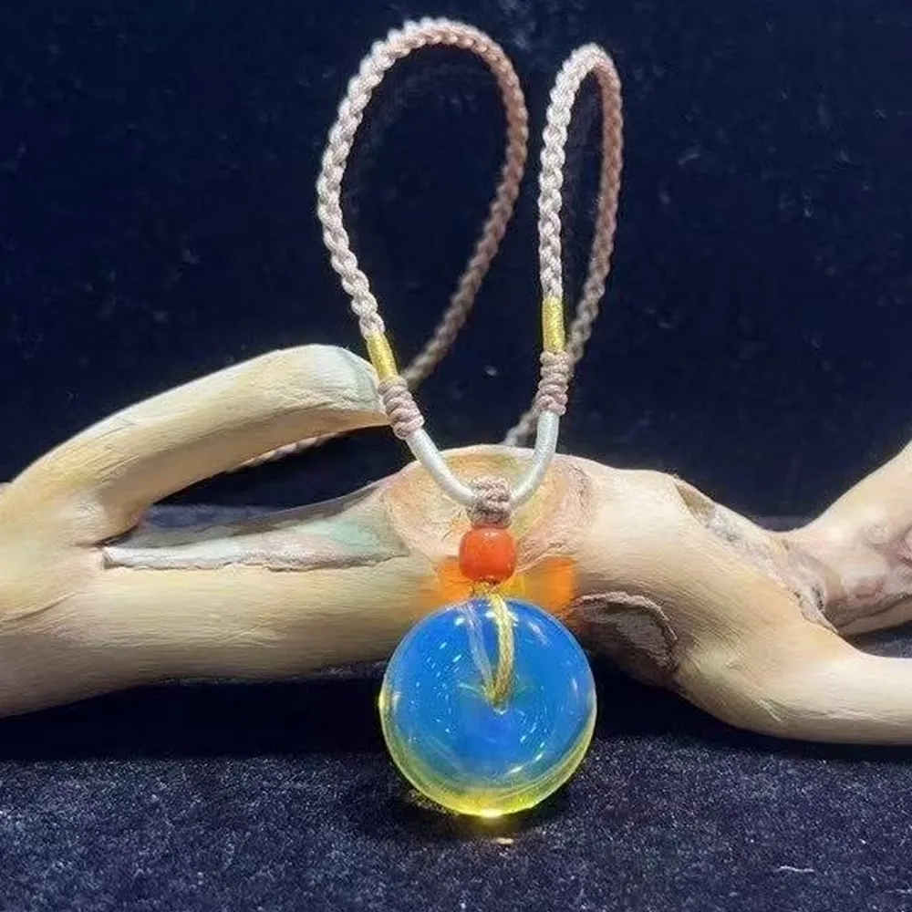 【勝弘珠寶】多明尼加淨水藍珀平安扣繩鏈