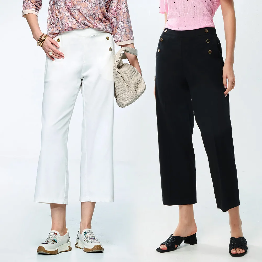 【MON’S】都會排釦舒適棉九分褲(直)