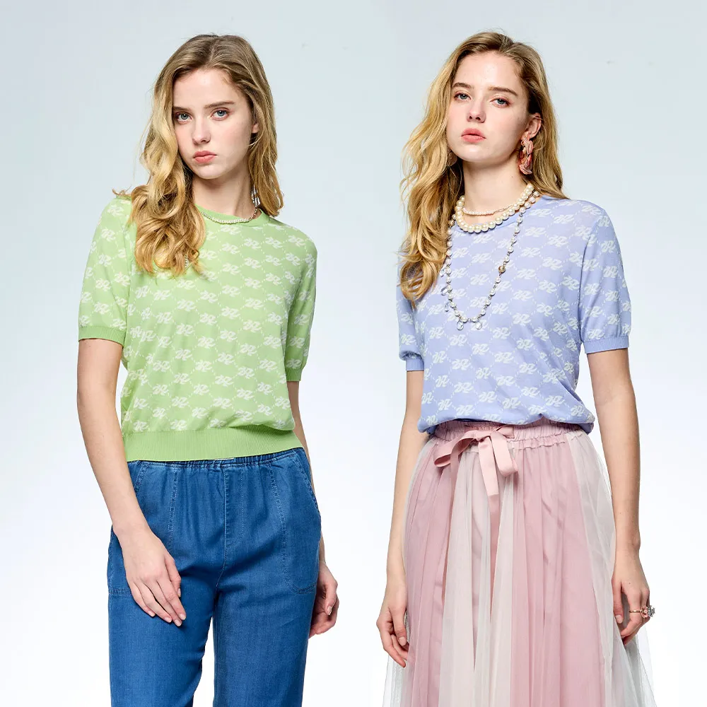 【MON’S】蠶絲涼爽緹花針織上衣(直)