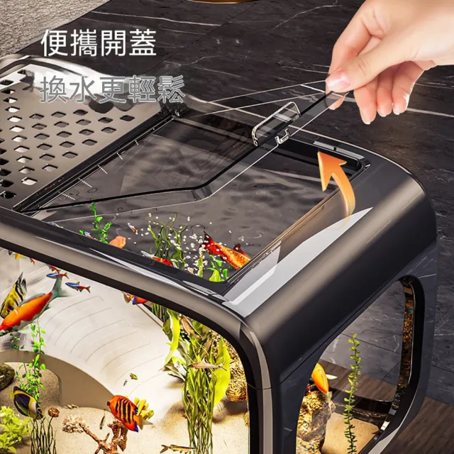 厝景之隅 魚缸 40*22.7*25.5cm 免換水加過濾器 烏龜缸 生態魚缸 桌上魚缸 水族箱 小魚缸