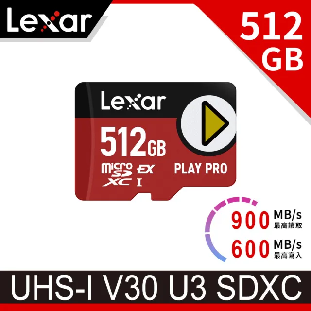 【Lexar 雷克沙】PLAY PRO microSDXC Express 512GB 超高速記憶卡(Switch 2專用)
