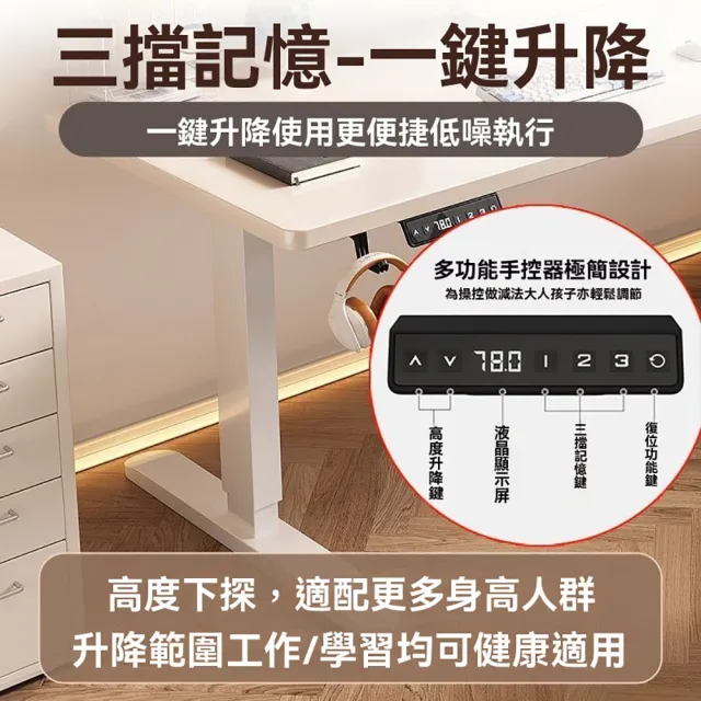 【匠俱】實木電動升降桌 18MM加厚桌面 80CM長60CM深 雙節腿 單電機 (升降桌 電腦桌 辦公桌 電競桌 )