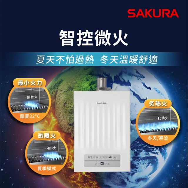 【SAKURA 櫻花】16L POWER四季溫智能恆溫熱水器DH1637H(火速安裝-官方直營)