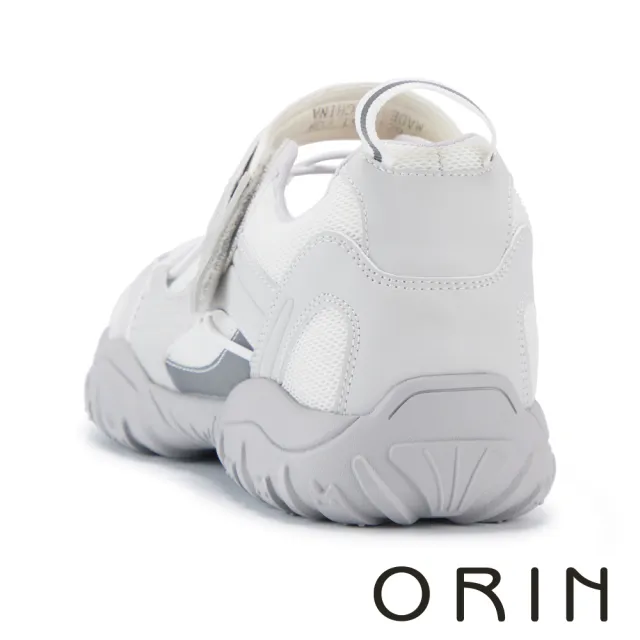 【ORIN】牛貼皮拼接網布瑪莉珍休閒鞋 白色