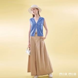 【mia mia】金屬環飾帶打褶寬口褲