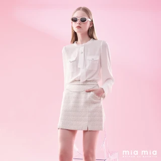 【mia mia】飾帶荷葉圓領上衣