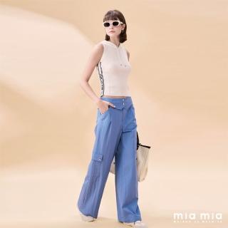 【mia mia】腰頭設計剪裁寬口褲