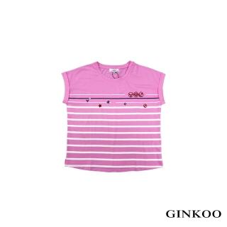 【GINKOO 俊克】連肩袖條紋印花棉T