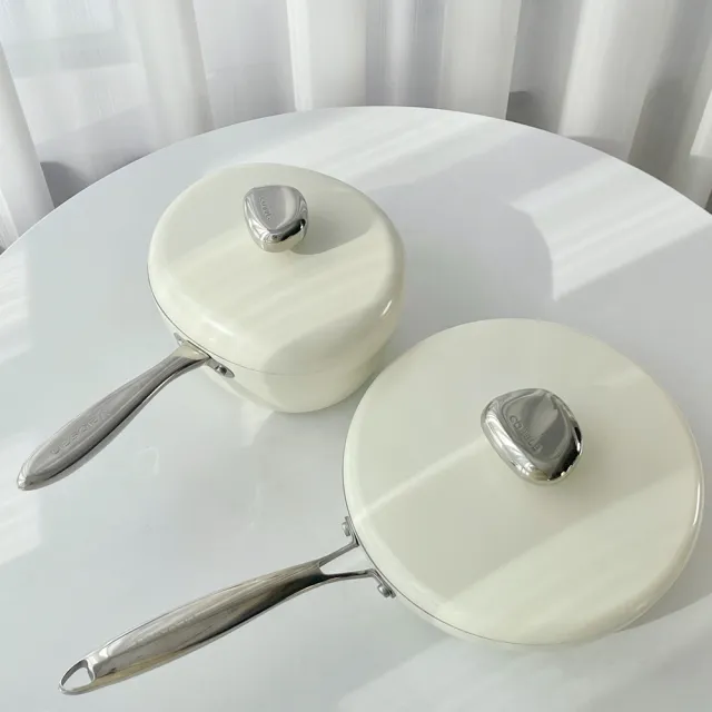 德國Velosan 溫侖山 鵝卵石鑄鋁炒鍋32cm+煎鍋26cm(適用電磁爐、瓦斯爐、IH爐等多種爐具)
