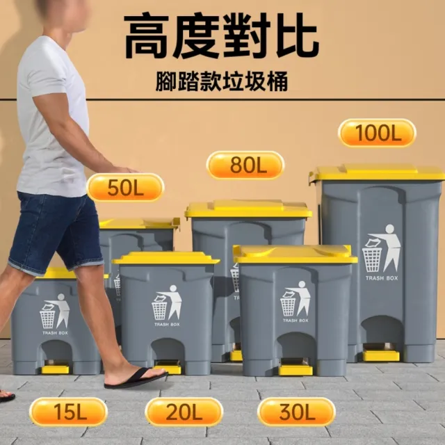 【HUIJIAYIGOU 惠家易購】商用衛生桶 80L戶外垃圾桶 腳踩垃圾桶 廚房桶 帶蓋垃圾桶 腳踏式垃圾桶 衛生桶