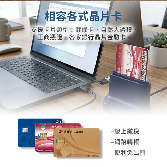 【INTOPIC】直立式晶片讀卡機(CR-51) USB-A&Type-C雙接頭