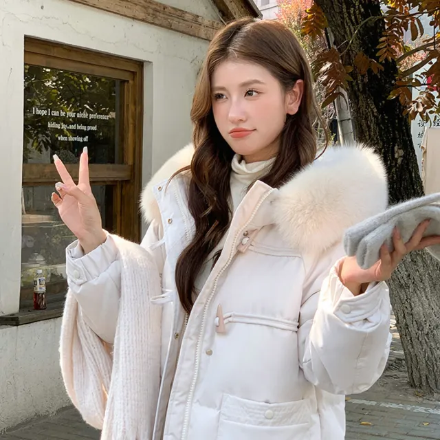 【巴黎精品】現貨限搶 真90%白鴨絨真狐狸毛領羽絨外套(連帽女外套a1do48)